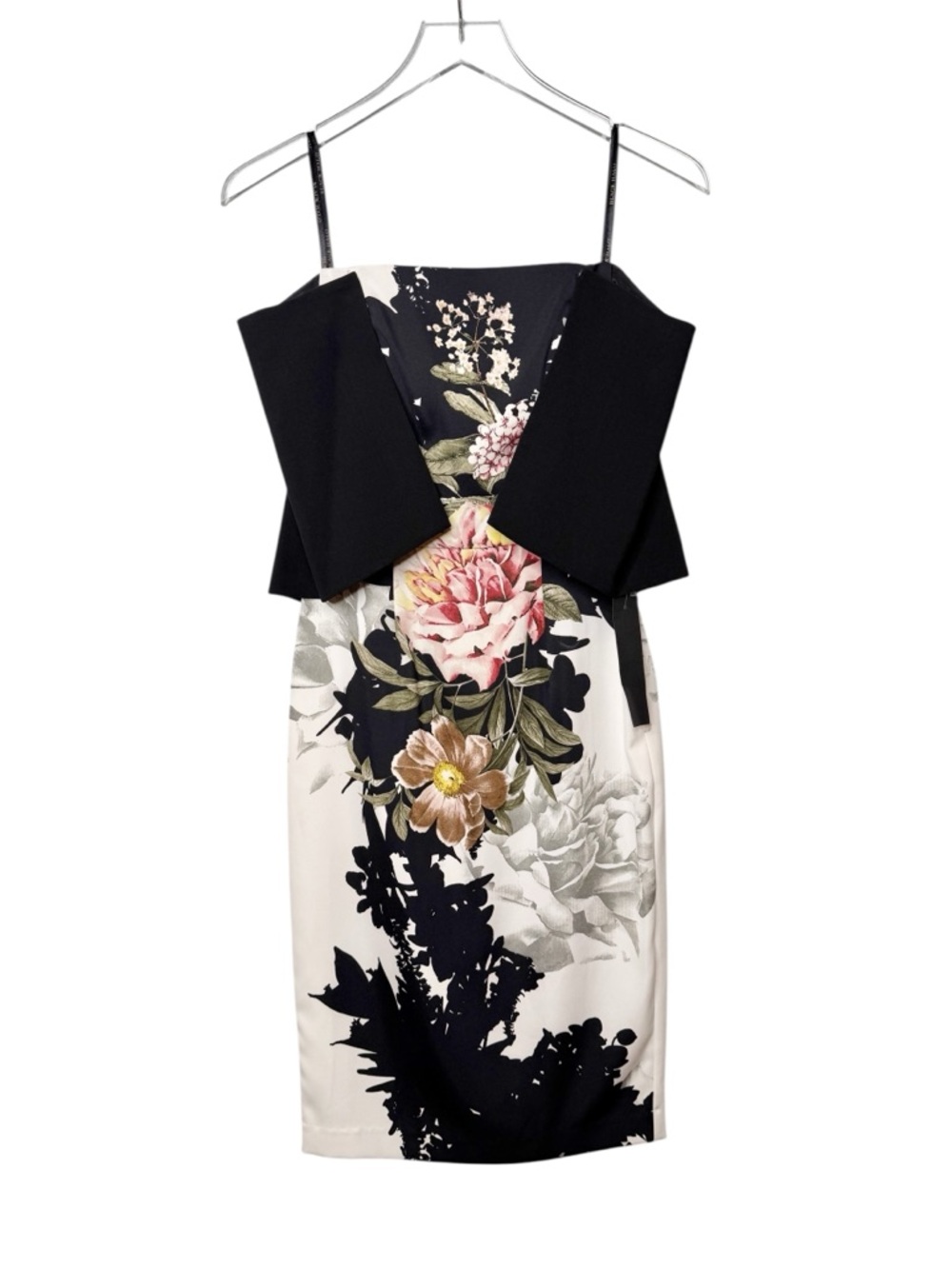Black Halo Floral Corset Sheath Cocktail Dress Bolero Overlay Midi Women’s Sz 0 - Picture 2 of 15